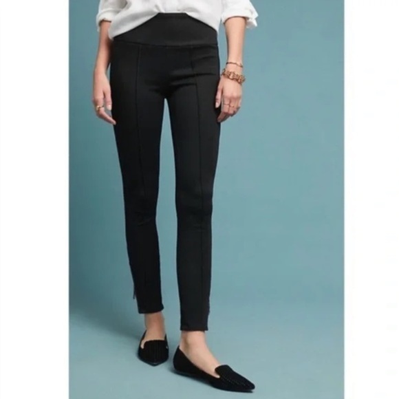 Anthro Pilcro Ankle Zipper High Rise Black Denim Leggings - Picture 2 of 10